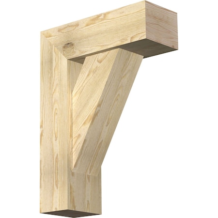 Ekena Millwork Traditional Block Rough Sawn Bracket w/ Offset Brace, Douglas Fir, 8"W x 22"D x 30"H BKT0806X22X30TRA05RDF